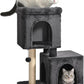 Amazon Basics 30 inch 2 Story Condo Cat Tree with Scratching Posts for Indoor Cats up to 16 lbs, Activity Center with Cozy Perch, Replaceable Hanging Pompom, Dark Gray
