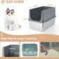 Large Stainless Steel Litter Box with Lid, High Sides, 16" Metal Cat Litter Box, Extra Large Litter Boxes for Big Cats, Tall Cat Litter Pan, Grey, Easy Clean