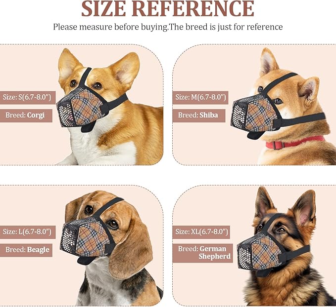Dog Muzzle for Small Large Dogs - Soft Nylon Basket Muzzle with Adjustable Strap, Breathable Mesh Design Prevents Biting Chewing Licking Eating - Ideal for Training, Grooming & Vet Visits (Yellow, S)