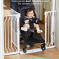 Mom's Choice-GROWNSY Baby Gate for Stairs, 29.5"-48.4" Pressure Mounted Baby Gate for Top of Stair&Doorway with V-Shaped Rods, Anti-Trip Pedal, Extra Wide Stairs Dog Gate Easy Install w/Red Reminder