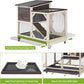 GUTINNEEN 2-Story Rabbit Hutch with Chew-Proof Ramp & Pull-Out Trays - Indoor/Outdoor 39.3" Wooden Rabbit Cage on Wheels for Rabbits, Guinea Pigs (Dark Brown)