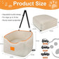 Dog Car Seat for Small Dogs, Memory Foam Booster Dog Seat for Dogs up to 35 lbs, Elevated Pet Car Seat, Travel Safety Pet Seat with Washable Removable Cover, Storage Pockets (Beige)
