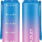 OLDLEY 32 oz Water Bottle, Motivational Water Bottle with Time Marker, Sports Water Bottle With Strap, Leakproof & BPA Free Large Water Bottles for School, Gym, Travel, Outdoor, Tritan,Blue&Purple