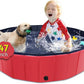 Foldable Dog Pool, 47" x 12" Kiddie Pool with Hard Plastic, Non-Slip Dog Bath Tub for Outdoor Backyard, Collapsible Dog Swimming Pool for Kids Dogs Pets (Red)