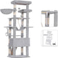 Heybly Tall Cat Tree, 78-inch Multi-Level Cat Tower for Indoor Cats, 2 Widened Plush Perches Cat Condo with Scratching Board and Big Caves, Light Gray HCT033W