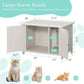Vongrasig Cat Litter Box Enclosure,Litter Box Furniture Hidden with Barn Door,Wooden Cat Washroom Furniture,Cat House,End Table, Fit Most of Litter Box, White