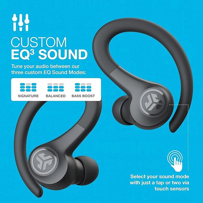 JLab Go Air Sport, Wireless Workout Earbuds Featuring C3 Clear Calling, Secure Earhook Sport Design, 32+ Hour Bluetooth Playtime, and 3 EQ Sound Settings (Graphite/Black)