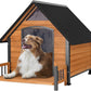 Outdoor Dog House with All-Around Insulated Liner Weatherproof Puppy Shelter Indoor Dog Kennel, Anti-Bite Dog Home for Large Breed with Porch (Brown, Large)