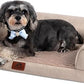 Hollypet Orthopedic Dog Bed for Medium Dogs, Supportive Foam Pet Couch with Removable Washable Cover and Non-Slip Bottom, Waterproof Lining Dog Sofa Bed, Khaki, M (28 * 22.5 * 7.5)