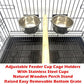 Durable Easy Portable Collapsible Metal Travel or Veterinary Collapsable Parrot Bird Carrier Beaks-Proof Easy Clean Carrier Cage with Stainless Steel Feeder Bowls Natural Wooden Perch