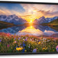 Mountain Large Wall Art Sunrise Lake Flower Field Pictures Nature Landscape Wall Decor Canvas Print Painting Artwork for Bathroom Living Room Bedroom 36L" x 24W"