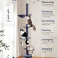 Floor to Ceiling Cat Tree, 5-Tier Height (95-109 inches) - Adjustable Cat Climbing Tower with Sisal Scratching Posts, Cat Condo, Hammock, Platforms, and Hanging Balls