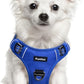 Funfox Dog Harness No Pull, Adjustable Pet Vest Harness, Super Soft Material with Vertical Handle Easy Control, Reflective Night Walking, 2 Leash Clips for Small Sized Dogs, Blue, S