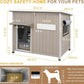 Weatherproof Outdoor Dog House, Wooden Puppy Shelter with Anti-Chewing Iron Frame and Elevated Floor, Sturdy Dog Kennel for Small, Medium & Large Dogs, Grey (Gray, 40" L x 26" W x 31" H)