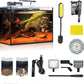 Small Aquarium Set Glass 2.6 Gallon Fish Tank, Starter Kit with Heater Self Cleaning System Efficiency Filter Bright Light Rocks Gravel Cleaning Tool, Leak-Proof Ultra-Clear Rimless Desktop Betta Tank