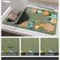 AMOAMI Coffee Mat - Hide Stain Rubber Backed Absorbent Dish Drying Mat for Kitchen Counter - Bar Accessories Fit Under Coffee Maker, Espresso Machine, Dish Rack - Floral Green 16x24