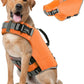 Pawaboo Dog Life Jacket, Reflective Dog Safety Vest Adjustable Pet Life Preserver with Strong Buoyancy & Sturdy Rescue Handle, Ripstop Dog Lifesaver Vests for Swimming, Boating, XL, Orange