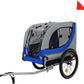 Blue-Grey Large Folding Bike Trailer for Dogs – Heavy-Duty Steel Frame, 66LB Capacity Pet Carrier for All-Terrain Cycling, Jogging & Camping Adventures!