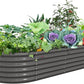 A ANLEOLIFE 8X4X1.5 ft Galvanized Raised Garden Beds Outdoor, Oval Large Metal Planter Box for Planting Vegetables Flowers Herb, Anti-Rust & Easy-Setup, Quartz Grey