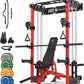 Wall Mounted Power Rack – 1600LB Capacity Compact Commercial Home Gym with Dual Cable Crossover, LAT Pulldown, Multi-Grip Pull-Up Bar & Landmine Attachment for Small Spaces, P67 Striker Red