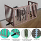 ZJSF Freestanding Indoor Dog Gate for House Foldable Wood Puppy Gate for Doorways Pet Gate for Stairs Extra Wide Pet Fence, Brown, 32" Height 4 Panels