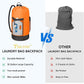 BALEINE 120L Laundry Bag Backpack, 900D Oxford Fabric Large Travel Laundry Bags with Shoulder Straps and 2 Mesh Pockets for College Dorm, Apartment, Laundromat (Orange, 120L)
