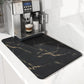 AMOAMI Coffee Mat - Hide Stain Rubber Backed Absorbent Dish Drying Mat for Kitchen Counter - Black & Gold