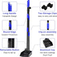 Pooper Scooper, Dog Pooper Scooper Tray and Rake Set with Adjustable Stainless Steel Long Handle for Large Medium Small Dogs (Blue)