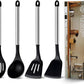 Pleafind 4-Pcs Silicone Cooking Utensils Set, Wok Utensils Set Include Wok Ladle, Slotted Spoon, Solid Spatula and Slotted Spatula, Silicone and Stainless Steel Kitchen Utensils, Dishwasher Safe