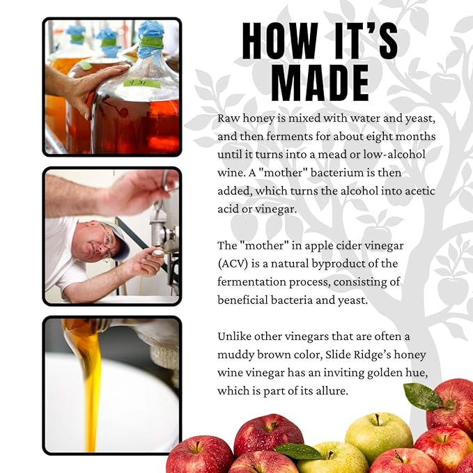 Slide Ridge Martin's Honey Apple Cider Vinegar | Crispy & Sweet | Wellness, Kitchen, & Household Staple | 16 oz (Pack of 4)