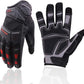 HANDLANDY Mens Work Gloves Touch screen, Utility Mechanic Gloves, Flexible Breathable Fit- Padded Knuckles & Palm