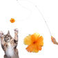 Cat Feather Wand Toy - 38" Retractable Cat Wand Toy with Orange Feather Flower Teaser Refill for Indoor Cats and Interactive Play