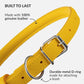 CollarDirect Rolled Leather Dog Collar, Soft Padded Round Puppy Collar, Handmade Genuine Leather Collar Dog Small Large Cat Collars 13 Colors (8-11 Inch, Yellow Smooth)