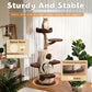 Luxury Treehouse Cat Tree for Indoor Large Cats,54.7'' Tall Modern Wood Cat Tower with 3 Level House,4*Cozy Perch,1*Soft Viewing Bed,Heavy Duty Wide Base,Sisal Scratching Post (54.7inch)