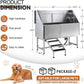 Albott 60 Inch Stainless Steel Dog Washing Station with Anti-Slip Steps, Sprayer, Faucet, Soap Box, Tow Rope – Professional Pet Bathtub for Large Pets, Ideal for Home, Garage, and Grooming(Left)