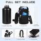 Insulated Water Bottle 64 oz, Half Gallon Water Jug Cold 48H, BPA Free Stainless Steel Bottles with Straw/Chug 2-in-1 Lid, Bag, Paracord Handle, Silicone Boot, Sports Gym School Metal Flask