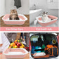 BNOSDM Senior Cat Litter Box Low Entry Kittens Travel Litter Box with Scoop Open Collapsible Shallow Cats Potty Pan Foldable Pet Toilet for Sick Disabled Older Elderly Cats Pink