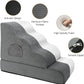 Dog Stairs for Small Dogs 19.7" H, 4-Step Dog Steps for High Bed, High-Density Foam Curved Pet Stairs with Non-Slip Removable Washable Cover to Get on Bed