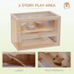 PawHut 2-Level Hamster Cage Mice and Rat House, Small Animal Habitat for Chinchillas with Openable Top, Front Door, Shelf and Ladder, Natural