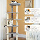 PETEPELA 61" Cat Tree for Indoor Cats, [6-Levels] Cat Climbing Tower with 9 Sisal Scratching Posts and Replaceable Dangling Ball &Top Perch, Grey