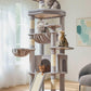 Taoqimiao 72 Inches Cat Tree for Large Cats, Multi-Level Tall Cat Tower, Widened Cat Condo with Large Scratch Board, 5 Scratching Posts, Metal Hammcock, Cozy Basket, Light Gray, MS045W