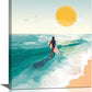 Beach Surfing Wall Art Ocean Coastal Wave Canvas Wall Decor Summer Nature Seascape Pictures Painting Print Framed Artwork Decorations for Bathroom Living Room Office Bedroom 16"x20"
