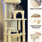 Cat Tree for Large Cats Adult with Metal Plush Big Hammock, 56.3" Cat Tower with 2 Door Condo House, 6-Tier Cat Shelves with Scratching Posts and Large Top Perch, Beige