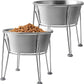 Elevated Dog Bowls for Large & Medium Dogs - Stainless Steel 64oz/8 Cup Raised Feeder with Non-Slip Base, Dual Food & Water Bowls 2-Pack
