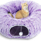 AUOON Cat Tunnel Bed for Indoor Cats - Circle Peekaboo Cat Cave with Washable Mat for Indoor Cats Kitten Kitty Puppy Rabbit Ferret (Purple)