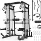 Smith Machine,2200 LBS Squat Rack for Home Gym with Dual Pulley System,Multifunctional Power Rack Cage for Strength Training with More Attachments