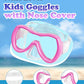 Aegend Kids Swim Mask Goggles, Tempered Glass 180° HD Wide View with Nose Cover