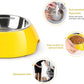 Elevated Dog Bowls Set - Non-Slip Raised Pet Feeder with Medium (2 Cups) & Large (4 Cups) Stainless Steel Bowls - Includes Durable Resin Stand for Puppies, Adult Dogs & Cats - Yellow