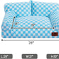 Hollypet Fluffy Plush Dog Cat Pet Couch Soft Calming Sofa Bed for Medium Small Cats and Dogs, Blue and White