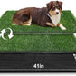 LOOBANI 41x26.8in Large Dog Grass Potty Tray - Dog Litter Box with 2-Pack Replacement Artificial Grass Puppy Training Pads - Potty Tray for Balcony Apartment Indoor Outdoor Use
